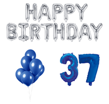 37 jaar Verjaardag Versiering Ballon Pakket Blauw & zilver
