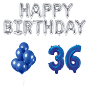 36 jaar Verjaardag Versiering Ballon Pakket Blauw & zilver 36 jaar Verjaardag Versiering Ballon Pakket Blauw & zilver