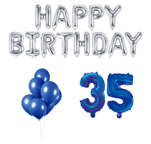 35 jaar Verjaardag Versiering Ballon Pakket Blauw & zilver