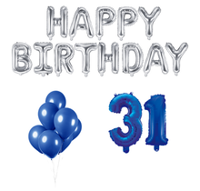 31 jaar Verjaardag Versiering Ballon Pakket Blauw & zilver