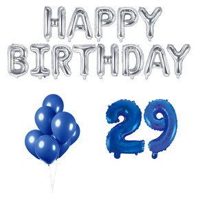 29 jaar Verjaardag Versiering Ballon Pakket Blauw & zilver