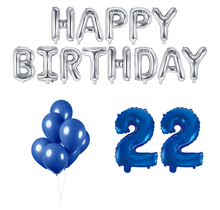22 jaar Verjaardag Versiering Ballon Pakket Blauw & zilver