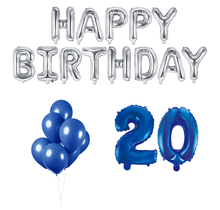 20 jaar Verjaardag Versiering Ballon Pakket Blauw & zilver