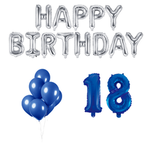 18 jaar Verjaardag Versiering Ballon Pakket Blauw & zilver
