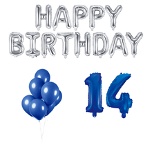 14 jaar Verjaardag Versiering Ballon Pakket Blauw & zilver