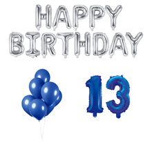 13 jaar Verjaardag Versiering Ballon Pakket Blauw & zilver