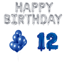 12 jaar Verjaardag Versiering Ballon Pakket Blauw & zilver