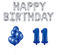 11 jaar Verjaardag Versiering Ballon Pakket Blauw & zilver