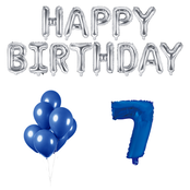 7 jaar Verjaardag Versiering Ballon Pakket Blauw & zilver