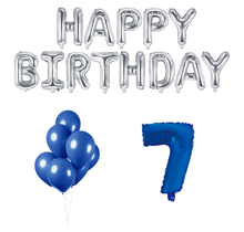 7 jaar Verjaardag Versiering Ballon Pakket Blauw & zilver