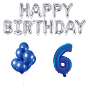 6 jaar Verjaardag Versiering Ballon Pakket Blauw & zilver