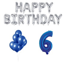6 jaar Verjaardag Versiering Ballon Pakket Blauw & zilver