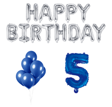 5 jaar Verjaardag Versiering Ballon Pakket Blauw & zilver