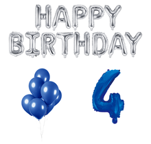 4 jaar Verjaardag Versiering Ballon Pakket Blauw & zilver