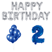 2 jaar Verjaardag Versiering Ballon Pakket Blauw & zilver