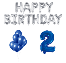 2 jaar Verjaardag Versiering Ballon Pakket Blauw & zilver