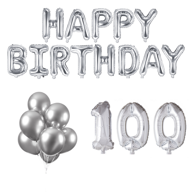 100 jaar Verjaardag Versiering Ballon Pakket zilver