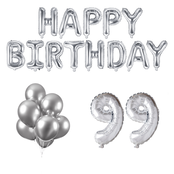 99 jaar Verjaardag Versiering Ballon Pakket zilver