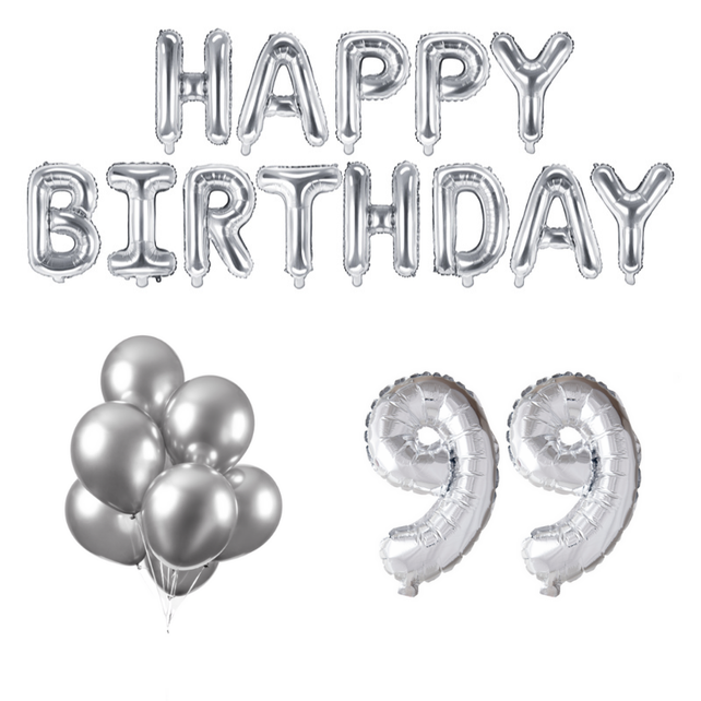99 jaar Verjaardag Versiering Ballon Pakket zilver