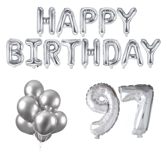 97 jaar Verjaardag Versiering Ballon Pakket zilver