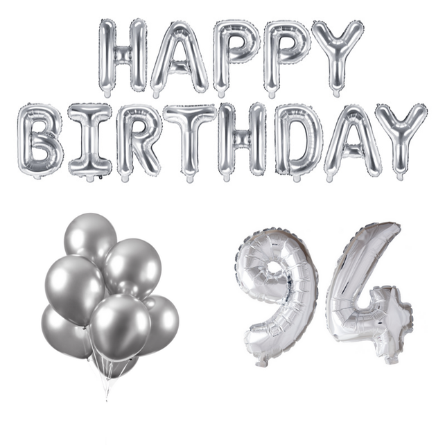 94 jaar Verjaardag Versiering Ballon Pakket zilver