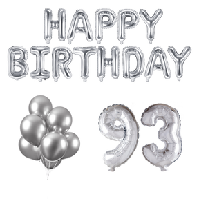 93 jaar Verjaardag Versiering Ballon Pakket zilver