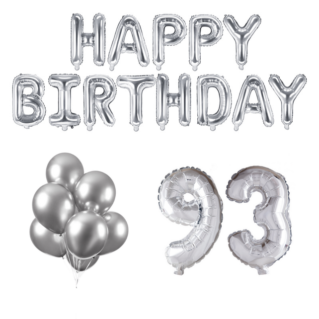 93 jaar Verjaardag Versiering Ballon Pakket zilver