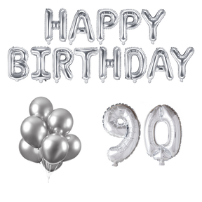 90 jaar Verjaardag Versiering Ballon Pakket zilver