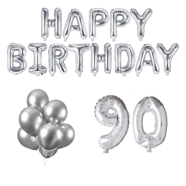 90 jaar Verjaardag Versiering Ballon Pakket zilver