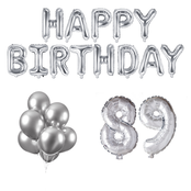 89 jaar Verjaardag Versiering Ballon Pakket zilver