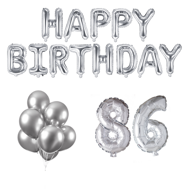 86 jaar Verjaardag Versiering Ballon Pakket zilver