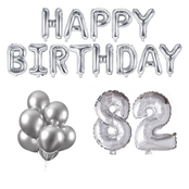 82 jaar Verjaardag Versiering Ballon Pakket zilver