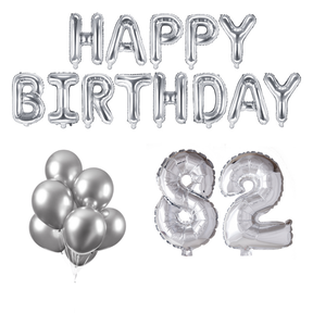 82 jaar Verjaardag Versiering Ballon Pakket zilver
