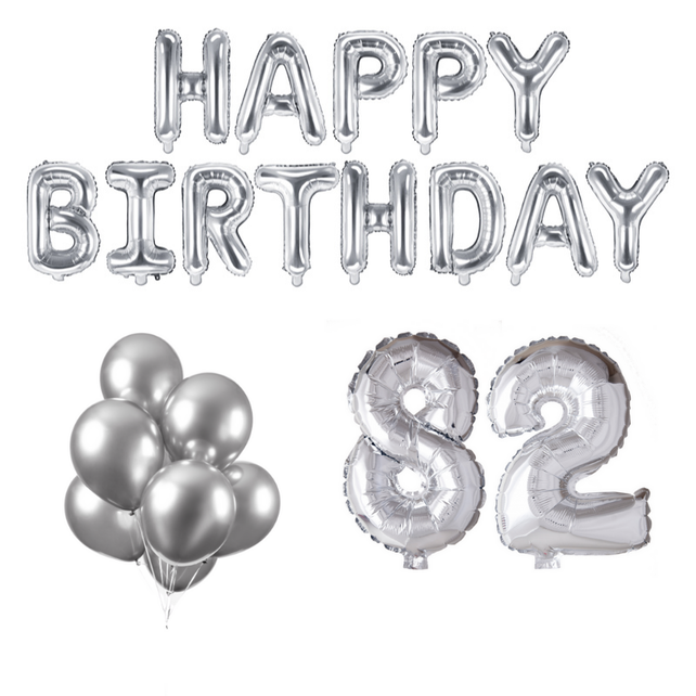 82 jaar Verjaardag Versiering Ballon Pakket zilver