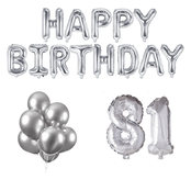 81 jaar Verjaardag Versiering Ballon Pakket zilver