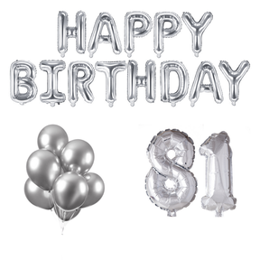 81 jaar Verjaardag Versiering Ballon Pakket zilver