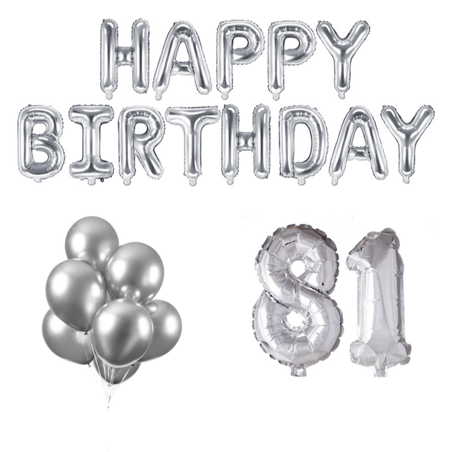 81 jaar Verjaardag Versiering Ballon Pakket zilver