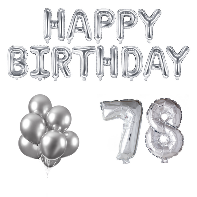 78 jaar Verjaardag Versiering Ballon Pakket zilver