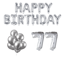77 jaar Verjaardag Versiering Ballon Pakket zilver