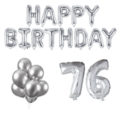 76 jaar Verjaardag Versiering Ballon Pakket zilver