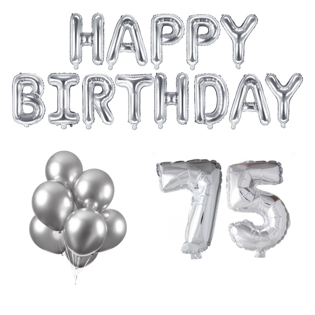 75 jaar Verjaardag Versiering Ballon Pakket zilver
