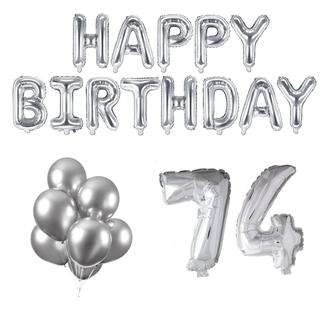 74 jaar Verjaardag Versiering Ballon Pakket zilver 74 jaar Verjaardag Versiering Ballon Pakket zilver