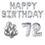 72 jaar Verjaardag Versiering Ballon Pakket zilver