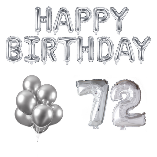 72 jaar Verjaardag Versiering Ballon Pakket zilver