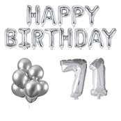 71 jaar Verjaardag Versiering Ballon Pakket zilver
