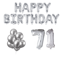 71 jaar Verjaardag Versiering Ballon Pakket zilver
