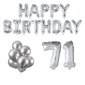 71 jaar Verjaardag Versiering Ballon Pakket zilver