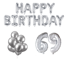 69 jaar Verjaardag Versiering Ballon Pakket zilver