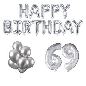69 jaar Verjaardag Versiering Ballon Pakket zilver