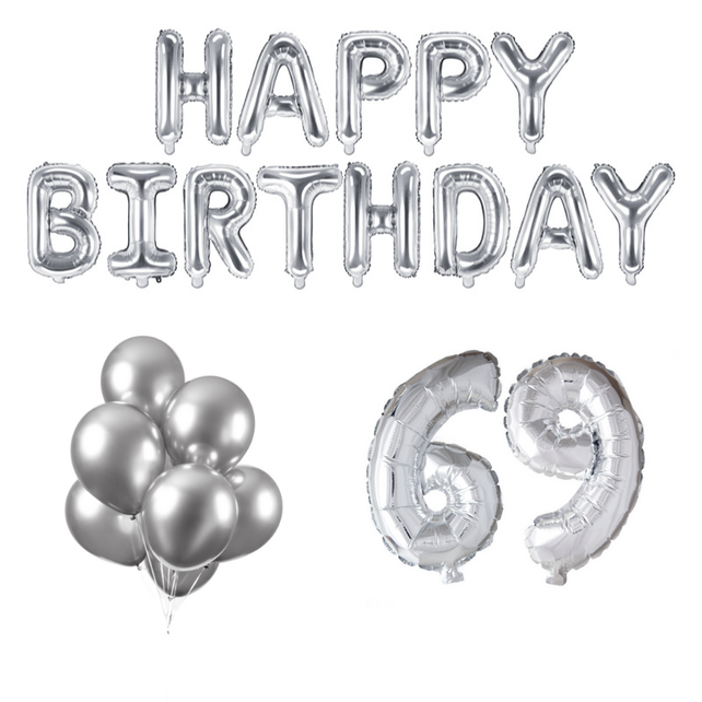 69 jaar Verjaardag Versiering Ballon Pakket zilver 69 jaar Verjaardag Versiering Ballon Pakket zilver